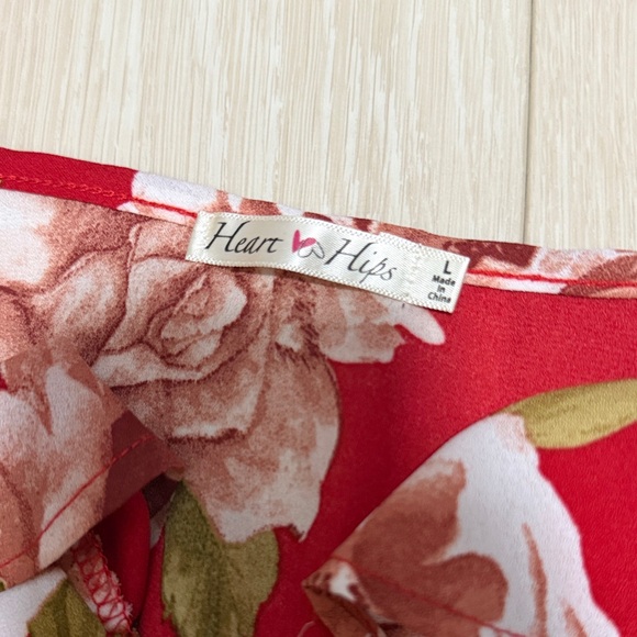 3/$10 Heart Hips Red Floral High Low Dress - Picture 3 of 8